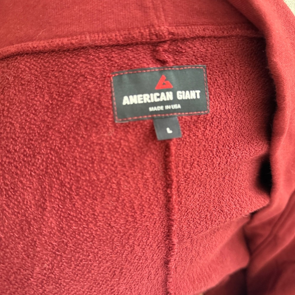 American Giant Womens Burgundy Red Cotton French Terry Open Front Cardigan L USA - Picture 4 of 6